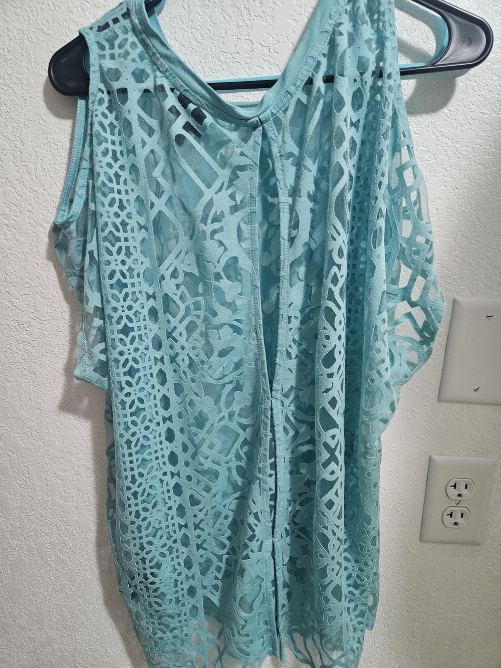 Lacey  Tunic in Aqua Blue. XL cold Shoulder